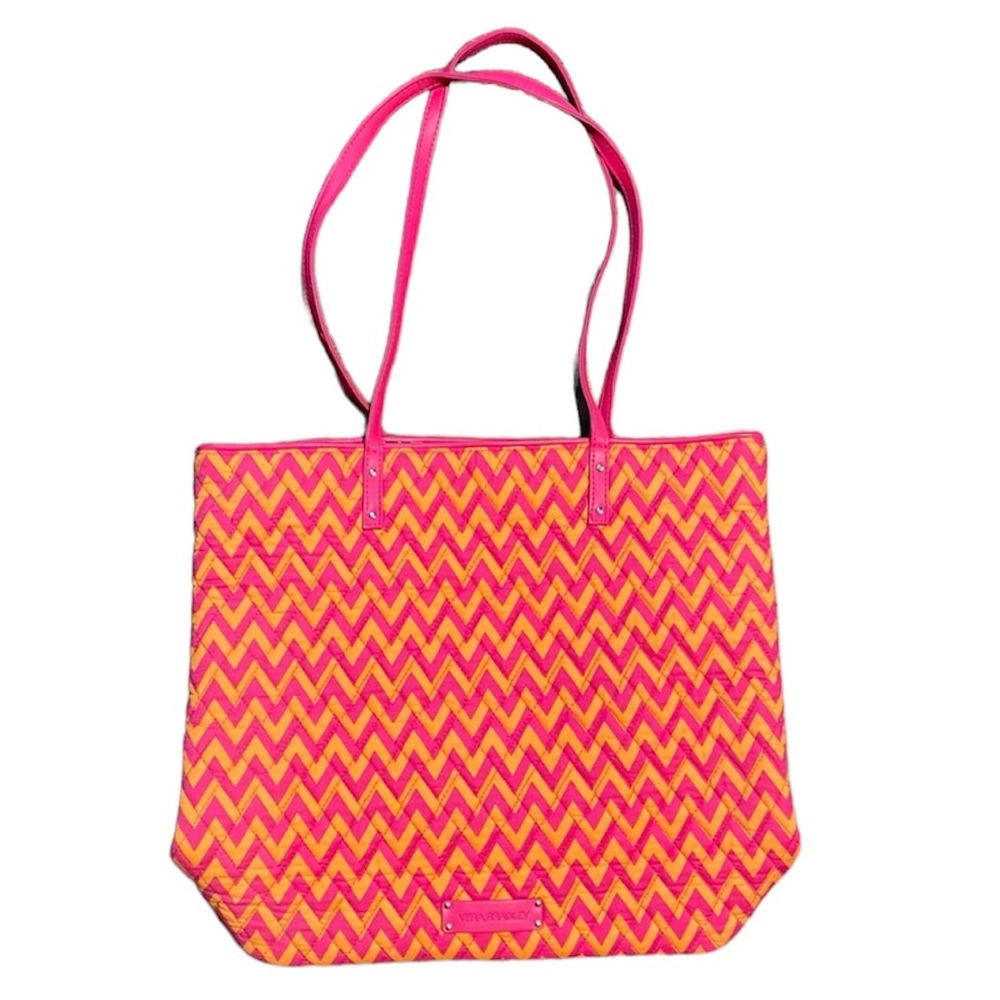 Vera Bradley Ziggy Zinnia Chevron Tote Bag.  Women’s Pink & Orange Purse.
